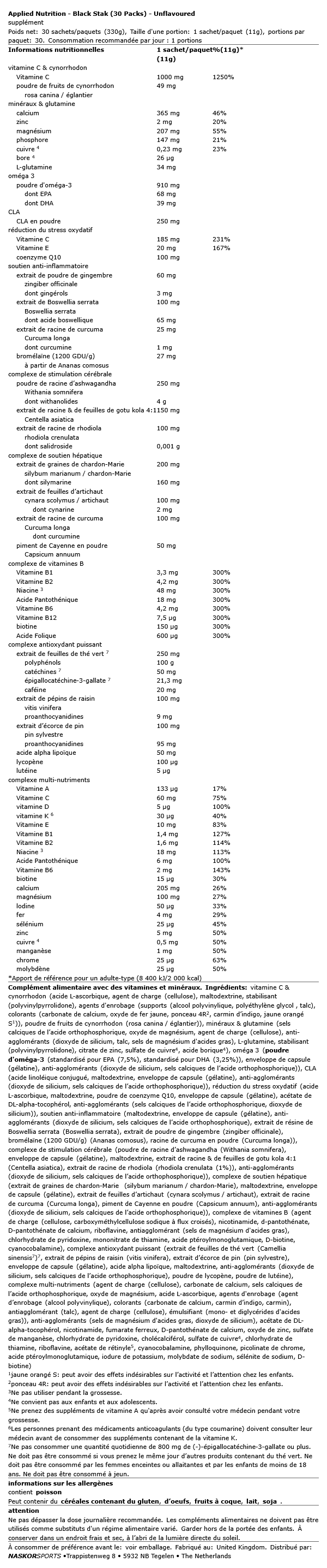 Black Stak Pack - Applied Nutrition | NutriHeart