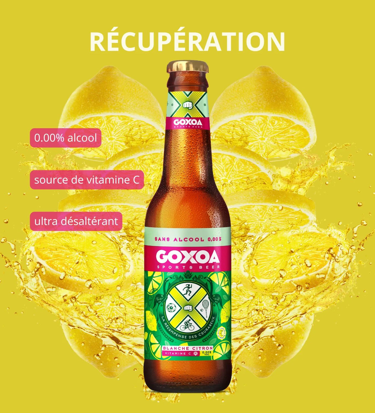 Bière Blanche Citron 0.0% Bouteille - Goxoa | NutriHeart