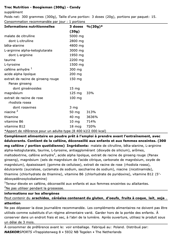 BoogieMan PreWokout - Trec | NutriHeart