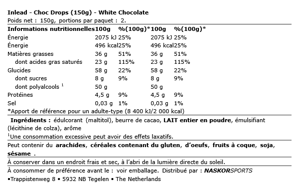 Choc Drops 150g - Inlead | NutriHeart