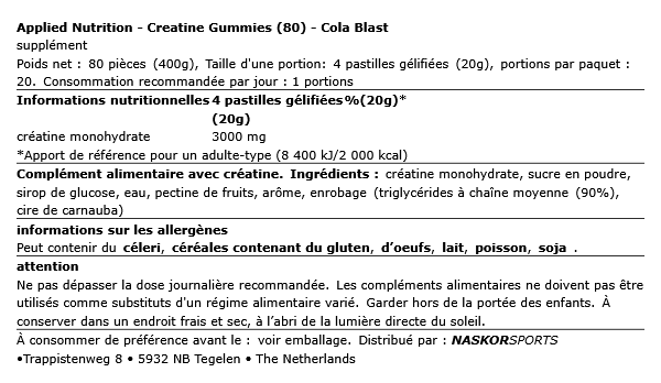 Creatine Gummies (80) - Applied Nutrition | NutriHeart