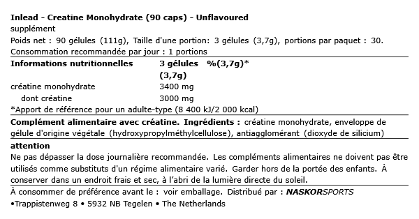 Creatine Monohydrate (90 caps) - Weider | NutriHeart