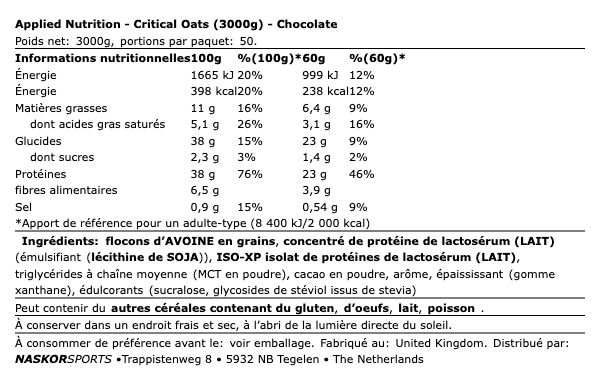 Critical Oats 3Kg - Applied Nutrition | NutriHeart