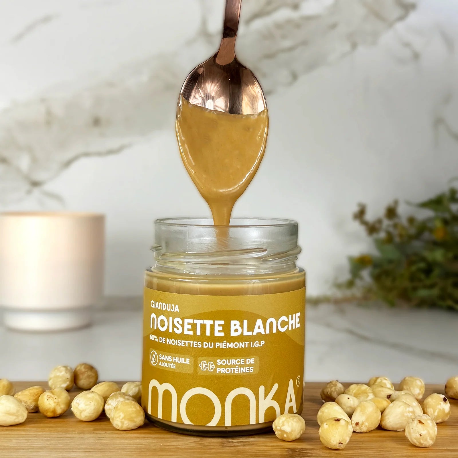 Pâte à tartiner Noisette Blanche Gianduja 200g - Monka | NutriHeart - NutriHeart Image