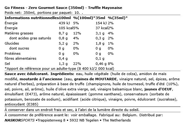 Gourmet Truffle Mayonaise Zero Sauce - Go Fitness | NutriHeart - NutriHeart