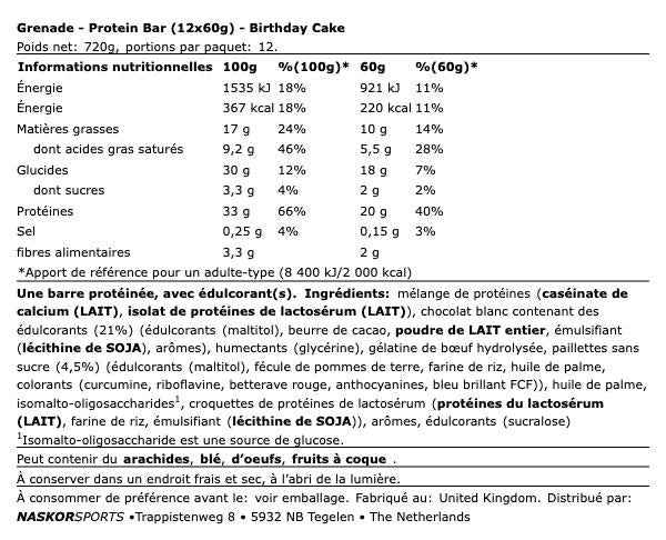 Barre Protéinée 55g - Grenade | NutriHeart
