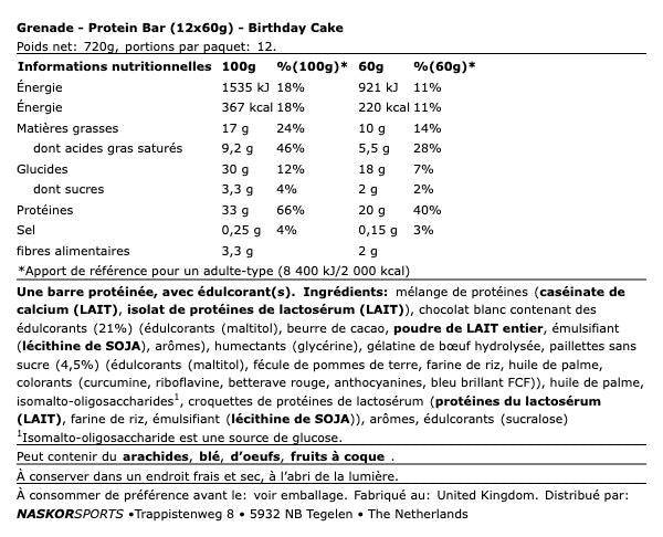 Barre Protéinée 55g - Grenade | NutriHeroes