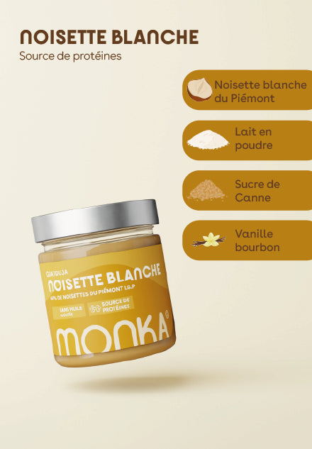 Pâte à tartiner Noisette Blanche Gianduja 200g - Monka | NutriHeart - NutriHeart