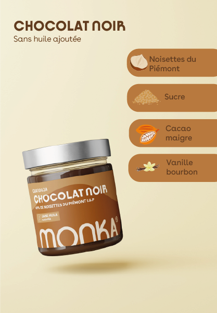 Pâte à tartiner Chocolat Noir Gianduja 200g - Monka | NutriHeart - NutriHeart