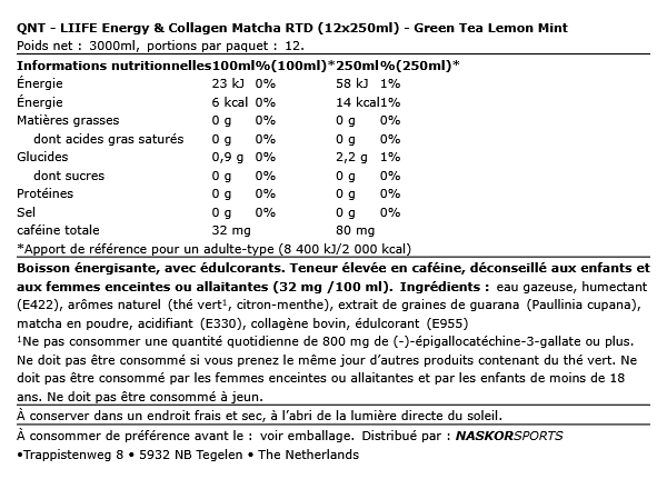 LIIFE Energy & Collagen Matcha RTD - QNT | NutriHeart - NutriHeart