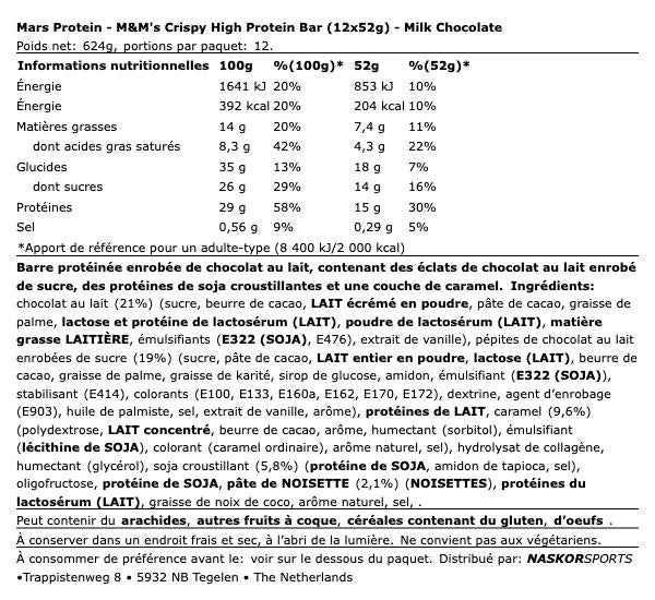 Barre Protéinée Crispy 51g - M&M's| NutriHeart