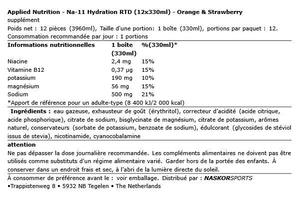 Na-11 Hydration RTD - Applied Nutrition | NutriHeart