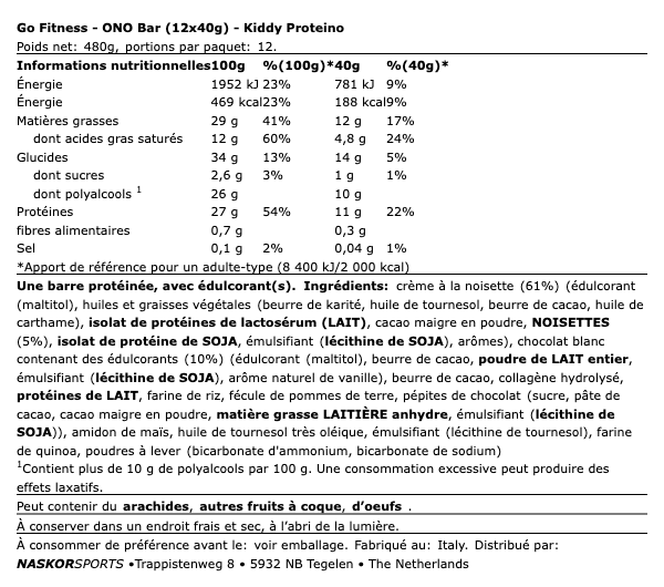 Ono Bar Kiddy Proteino - Go Fitness