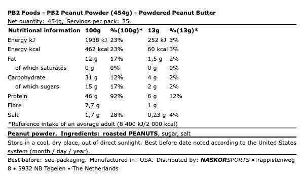 Poudre de Beurre cacahuète 184g - PB2 | NutriHeart