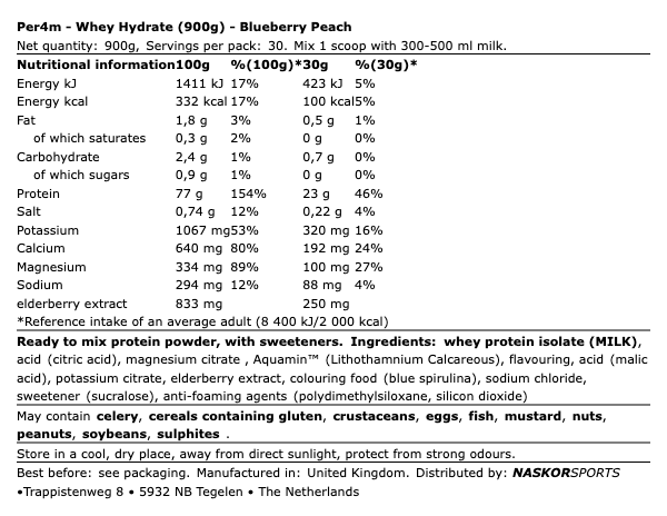 Clear Whey Hydrate 900g - Per4m | NutriHeart - NutriHeart