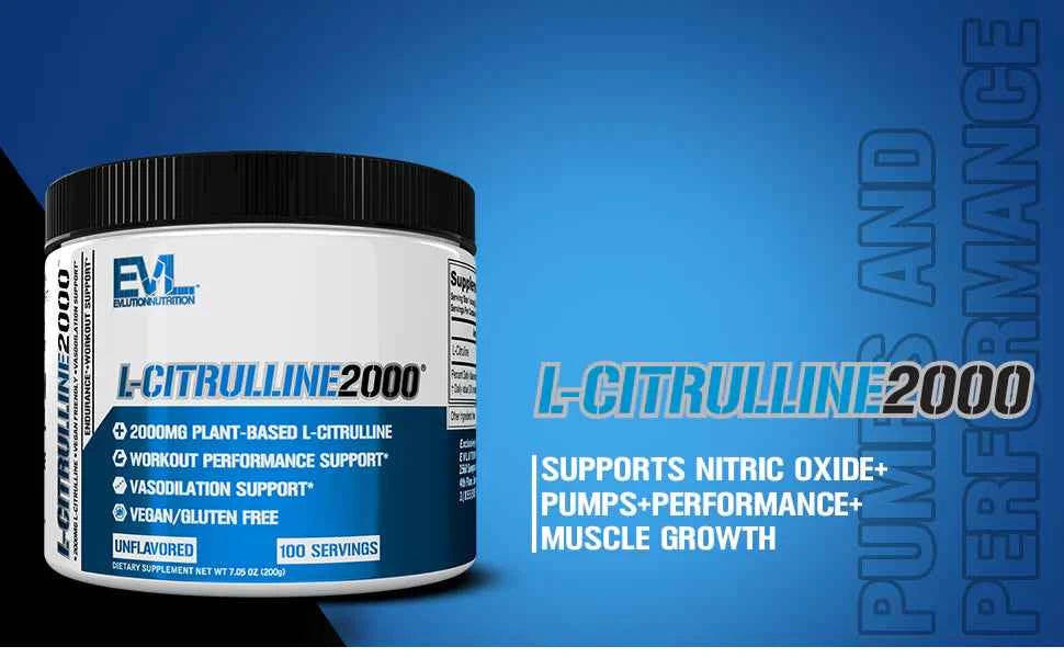 L-Citrulline 2000 (200g) - EVL Nutrition| NutriHeart