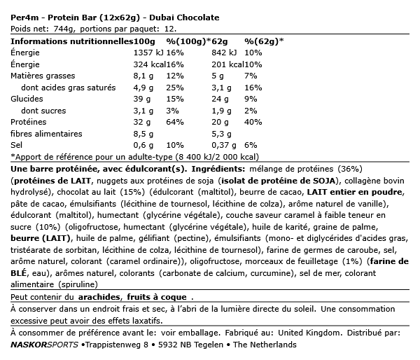 Protein Bar 62g - Per4m | NutriHeroes