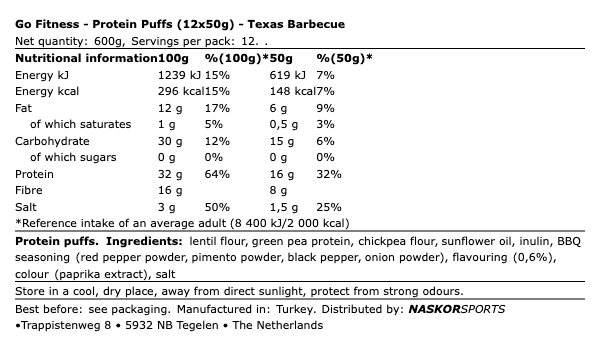 Protein Puffs 50g - Go Fitness | NutriHeart - NutriHeart