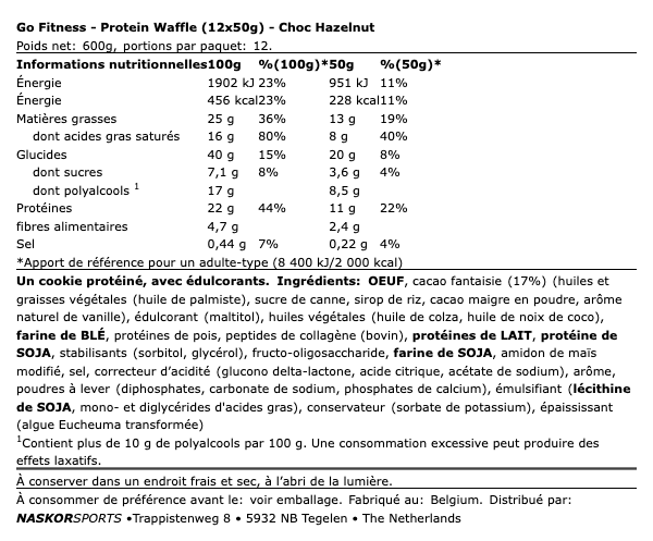 Protein Waffle 50g - Go Fitness | NutriHeart - NutriHeart