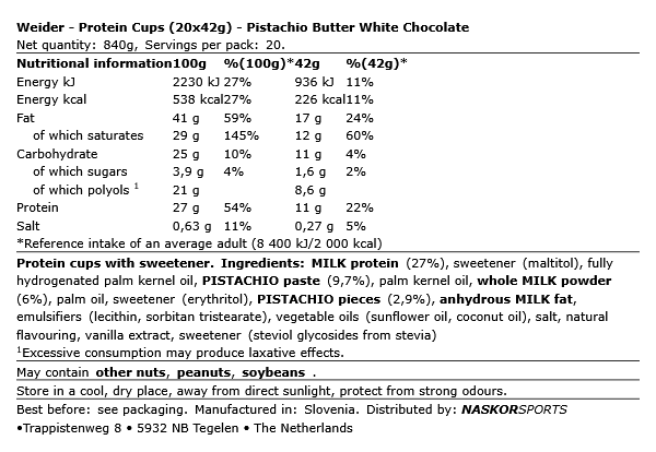 Protein cups 42g - Weider | NutriHeart