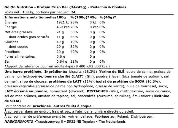 Barre Protéinée Crisp 45g - Go On| NutriHeroes