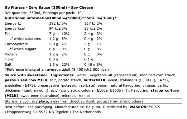 Say Cheese Sauce - Go Fitness | NutriHeart - NutriHeart