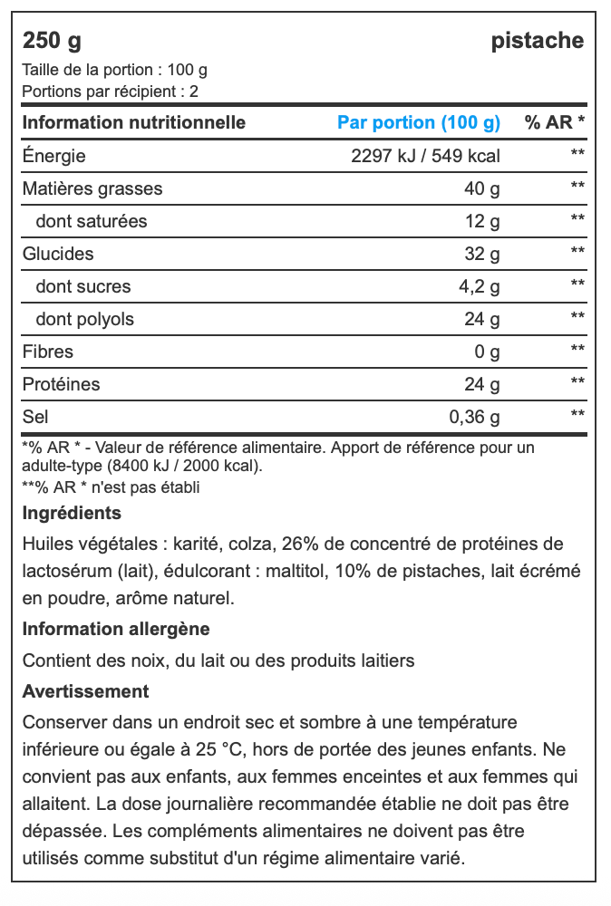 Pâte à Tartiner Pistache Protéinée - Weider