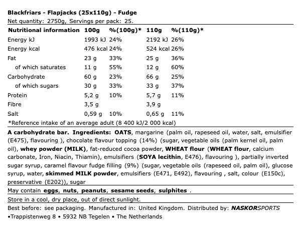 Flapjacks 110g - BlackFriars | NutriHeart