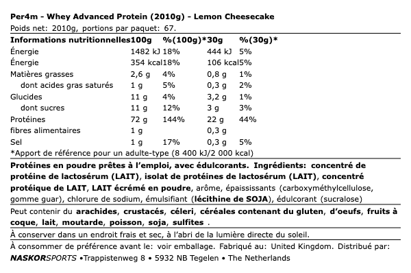 Whey Advanced Protein (2010g) - Per4m | NutriHeart