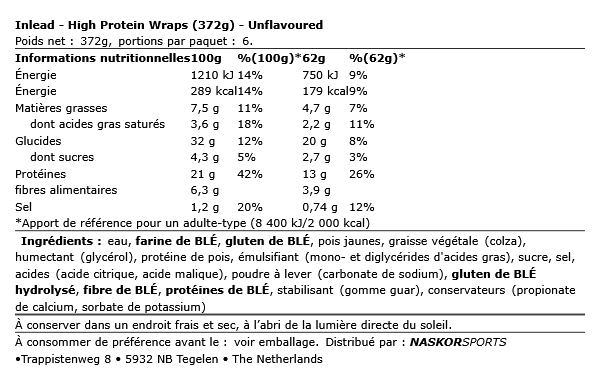 High Protein Wraps (372g) - Inlead | NutriHeart