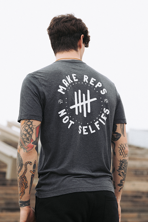 T-shirt Triblend Make Reps Not Selfies - Gris foncé - NutriHeart Image