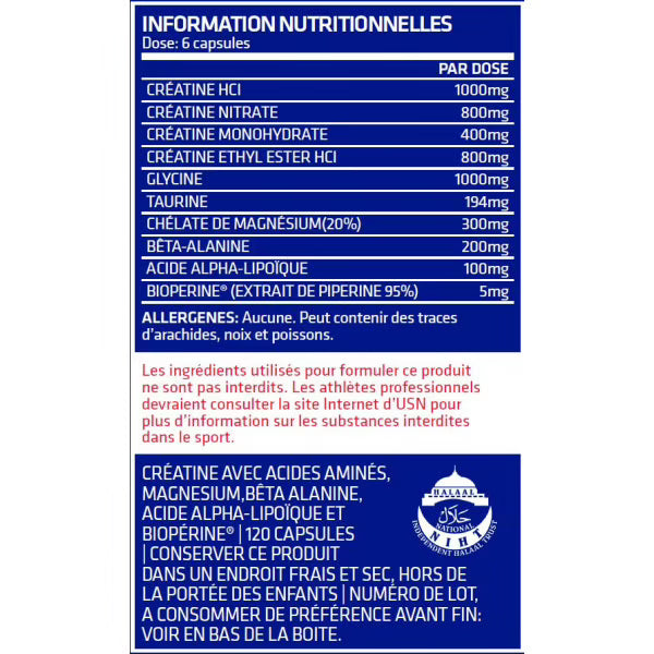 Créatine X4 120 caps - USN | NutriHeart - NutriHeart
